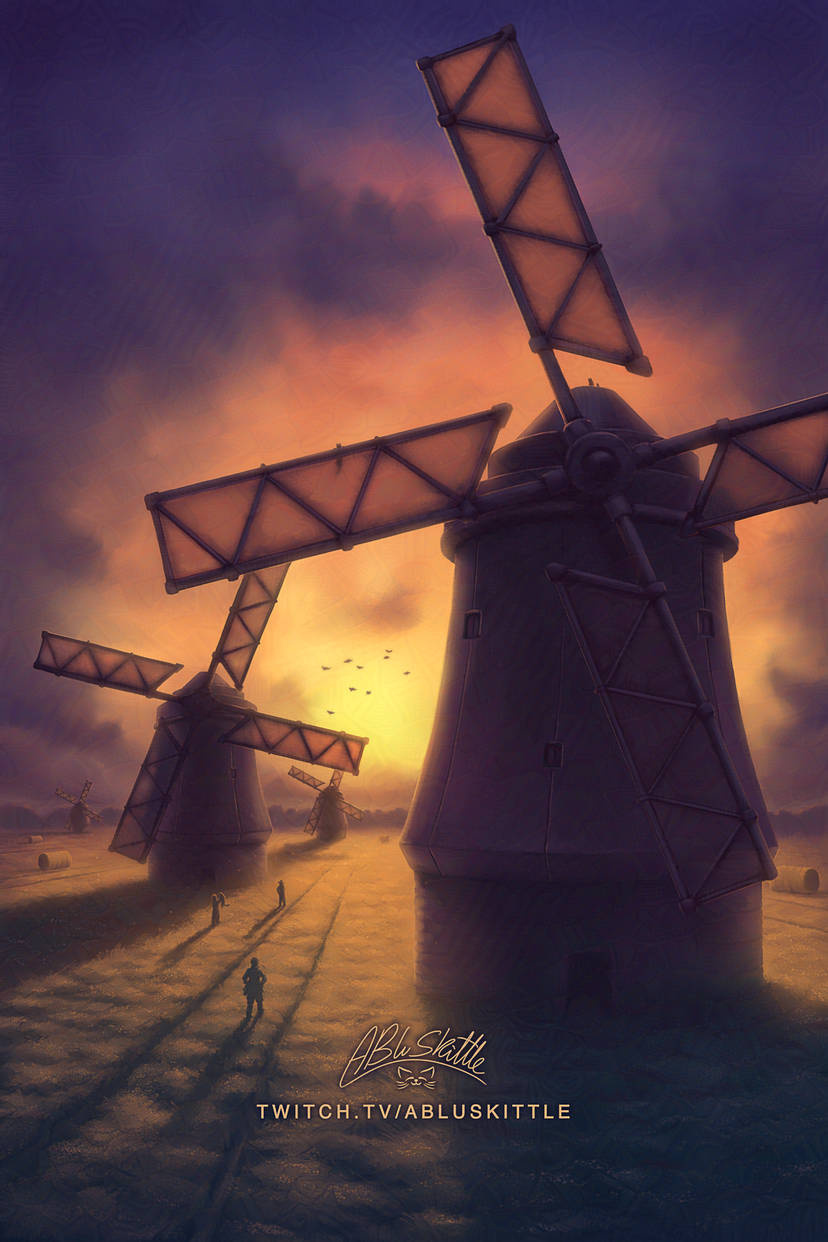 Sunset Windmills